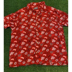 Vintage Ohio State Buckeyes shirt large all over print brutus Hawaiian mens red